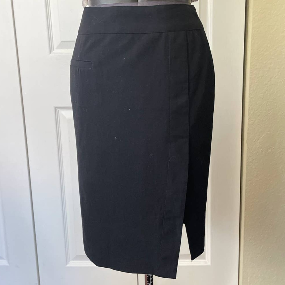Nanette Lepore Black Wool Blend Pencil Skirt with Side Slit • Size 0 🔴